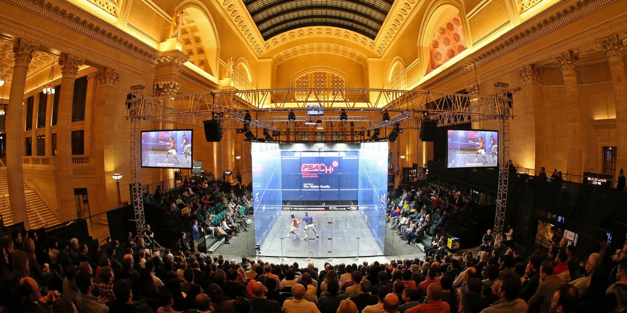 Professional squash tournament in a grand venue
